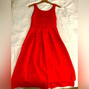 Red orange cocktail dress from Anthropologie